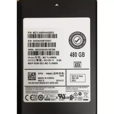 Dell MZ-7LH480A 480GB SATA 6G 2.5" SFF RI TLC Hot Swap SSD Image
