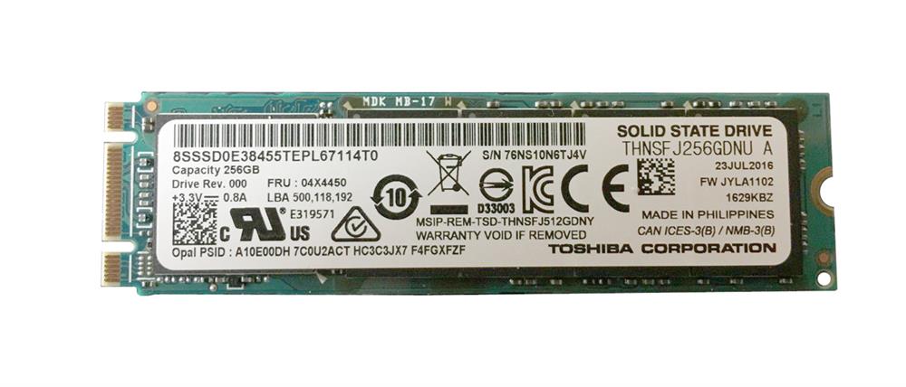 Toshiba THNSFJ256GDNU 256GB SATA 6.0Gb/s M.2 MLC SSD Image