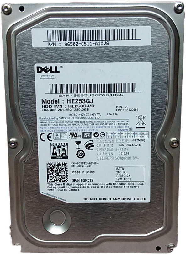 Dell HE253GJ 250GB SATA 3G 7.2K 3.5" LFF HDD Image